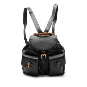 Pre-Loved Gucci Calfskin Bamboo Drawstring Backpack